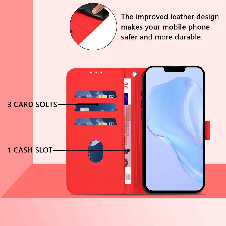 For iPhone 16 Pro Skin Feel Solid Color Leather Phone Case with Lanyard(Red) - iPhone 16 Pro Cases by buy2fix | Online Shopping UK | buy2fix