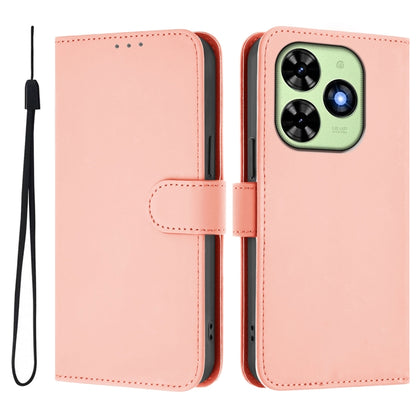 For Tecno Spark Go 2024 4G Skin Feel Solid Color Leather Phone Case with Lanyard(Pink) - Tecno Cases by buy2fix | Online Shopping UK | buy2fix