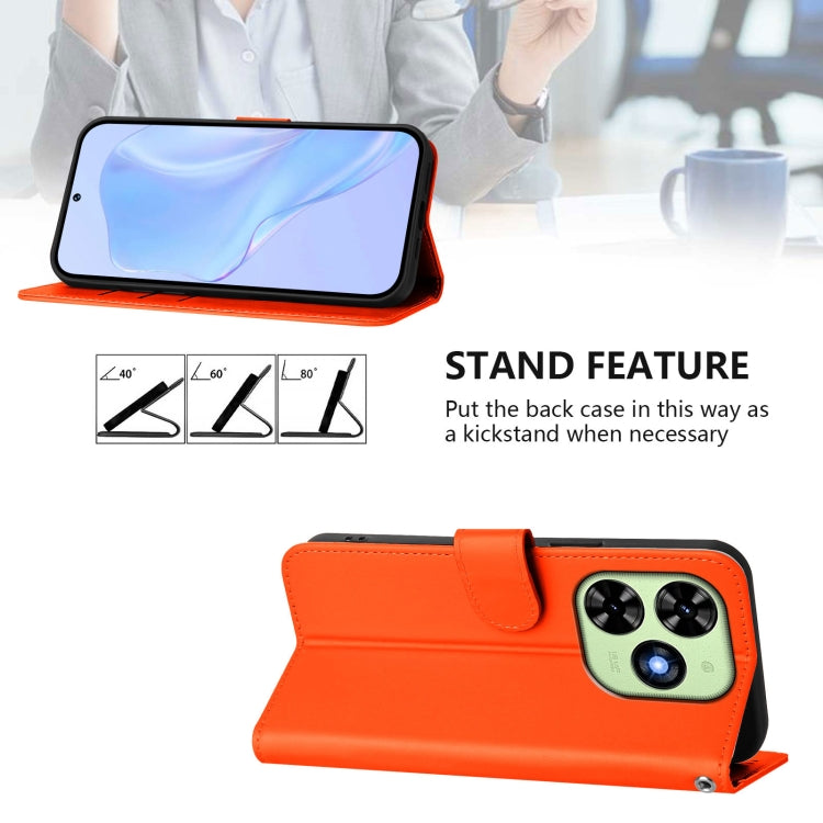 For Tecno Spark Go 2024 4G Skin Feel Solid Color Leather Phone Case with Lanyard(Orange) - Tecno Cases by buy2fix | Online Shopping UK | buy2fix