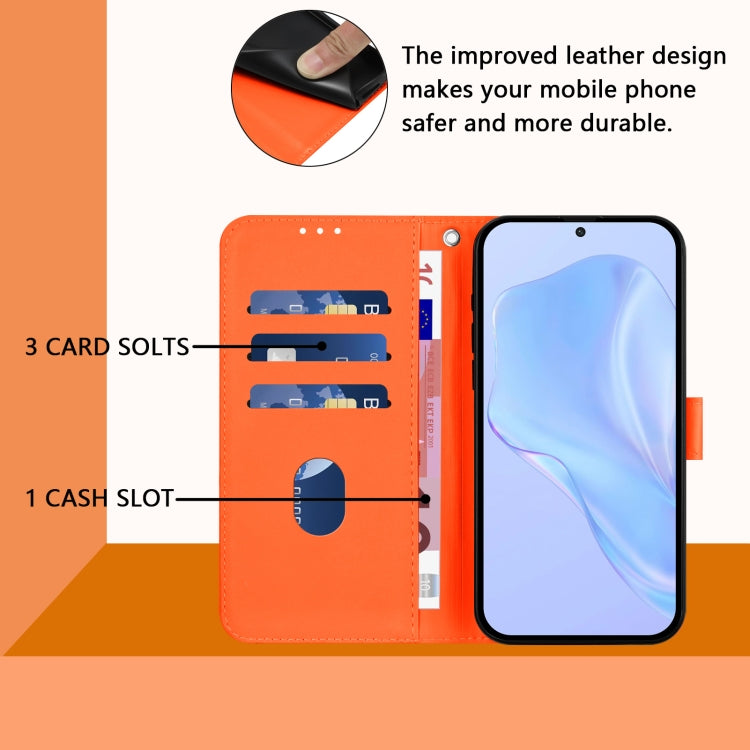 For Tecno Spark Go 2024 4G Skin Feel Solid Color Leather Phone Case with Lanyard(Orange) - Tecno Cases by buy2fix | Online Shopping UK | buy2fix