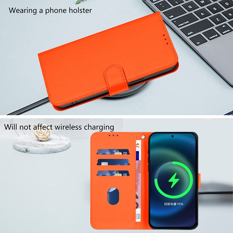 For Tecno Spark Go 2024 4G Skin Feel Solid Color Leather Phone Case with Lanyard(Orange) - Tecno Cases by buy2fix | Online Shopping UK | buy2fix