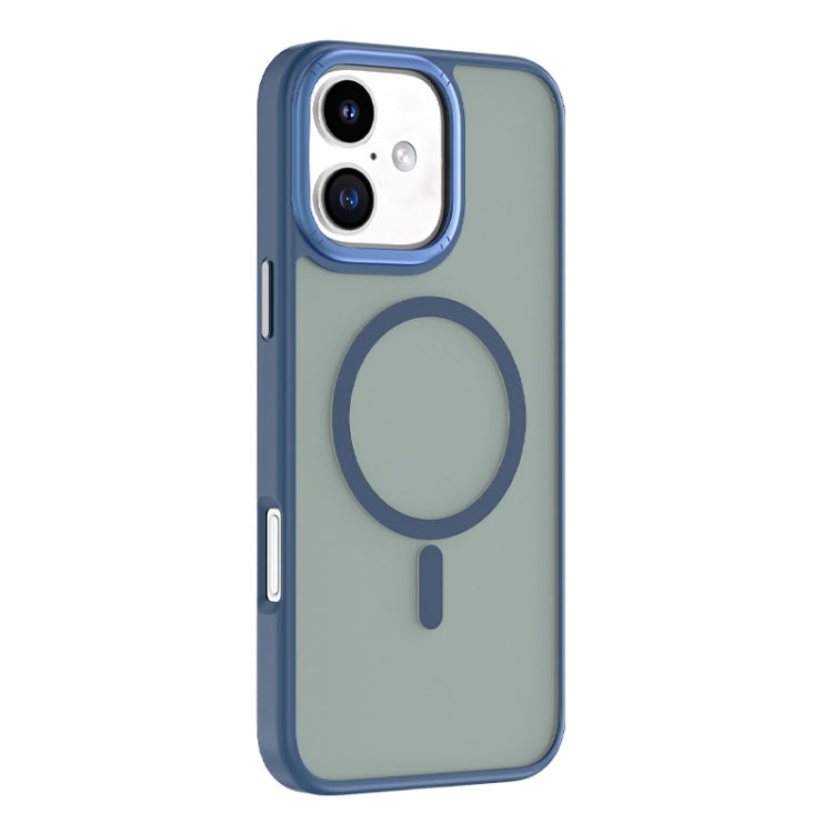 For iPhone 16 Mutural Skin Feel Series Frosted MagSafe Magnetic Phone Case(Blue) - iPhone 16 Cases by Mutural | Online Shopping UK | buy2fix