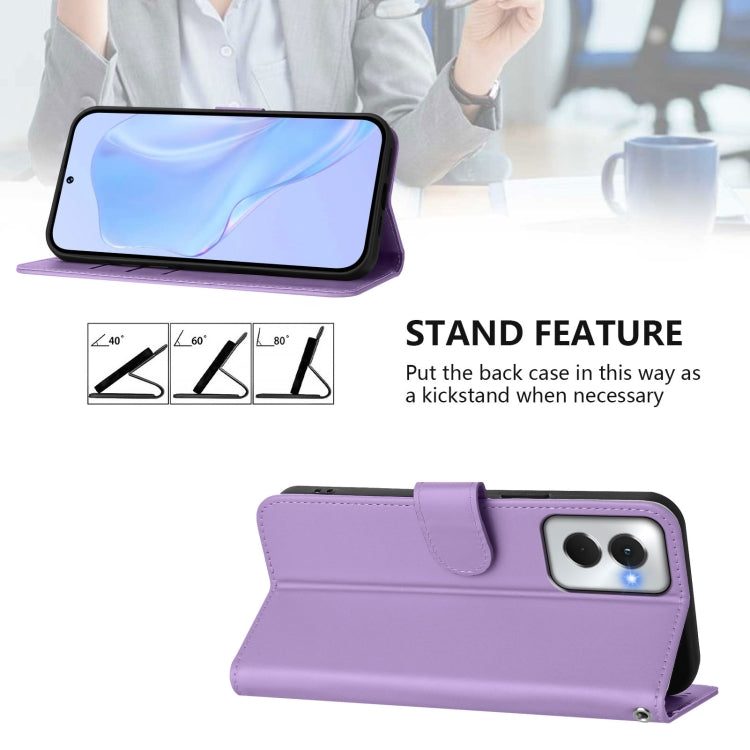 For Motorola Moto G Power 5G 2024 Skin Feel Solid Color Leather Phone Case with Lanyard(Lavender Purple) - Motorola Cases by buy2fix | Online Shopping UK | buy2fix