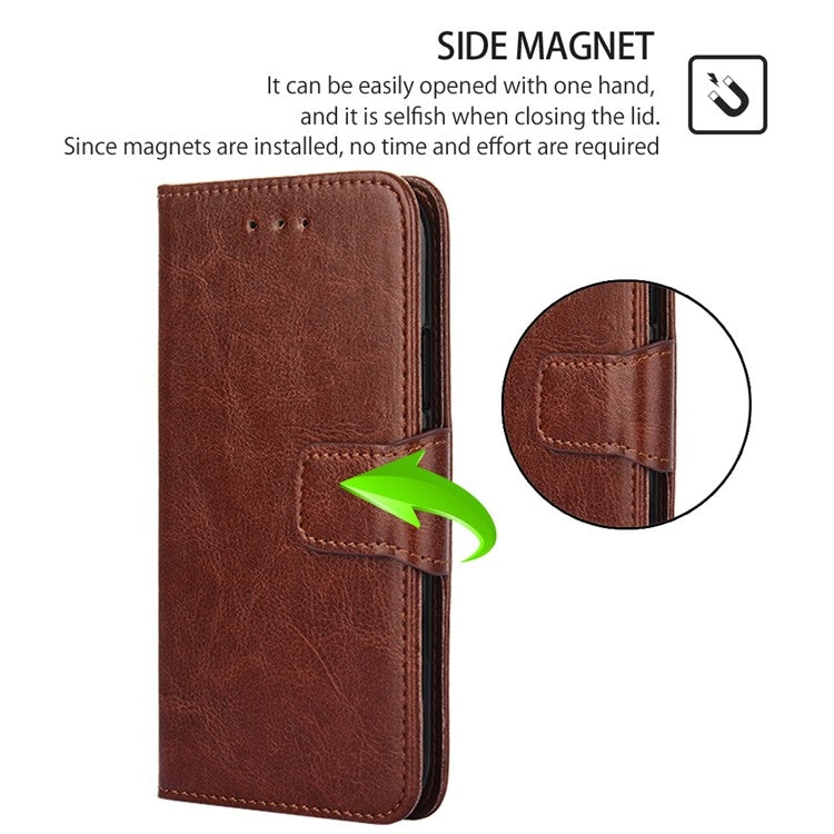 For iPhone 16 Crystal Texture Leather Phone Case(Brown) - iPhone 16 Cases by buy2fix | Online Shopping UK | buy2fix