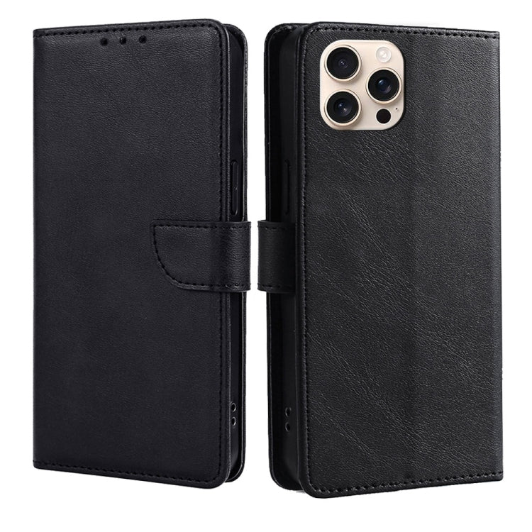 For iPhone 16 Pro Max Calf Texture Buckle Flip Leather Phone Case(Black) - iPhone 16 Pro Max Cases by buy2fix | Online Shopping UK | buy2fix