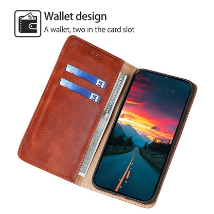 For iPhone 16 Plus Gloss Oil Solid Color Magnetic Leather Phone Case(Brown) - iPhone 16 Plus Cases by buy2fix | Online Shopping UK | buy2fix