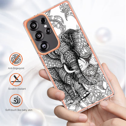 For Samsung Galaxy S25 Ultra 5G Electroplating Marble Dual-side IMD Phone Case(Totem Elephant) - Galaxy S25 Ultra 5G Cases by buy2fix | Online Shopping UK | buy2fix