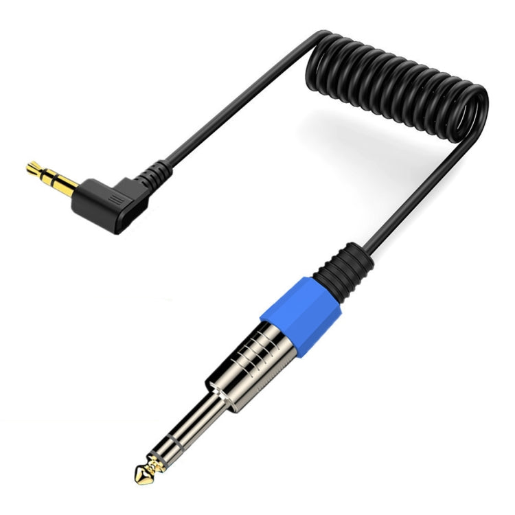 6.5mm to 3.5mm Elbow Guitar Loudspeaker Coiled 6.35mm Audio Cable, Length: 0.5m(Black) - Microphone Audio Cable & Connector by buy2fix | Online Shopping UK | buy2fix