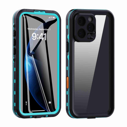 For iPhone 16 Pro RedPepper Transparent Dot IP68 Waterproof Triple-proof Phone Case(Black Blue) - iPhone 16 Pro Cases by RedPepper | Online Shopping UK | buy2fix