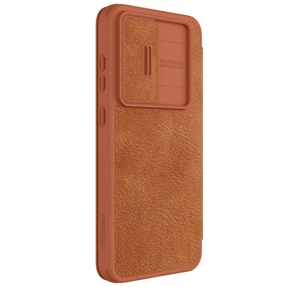 For Samsung Galaxy S24 FE 5G NILLKIN QIN Series Pro Sliding Camera Cover Design Leather Phone Case(Brown) - Galaxy S24 FE 5G Cases by NILLKIN | Online Shopping UK | buy2fix