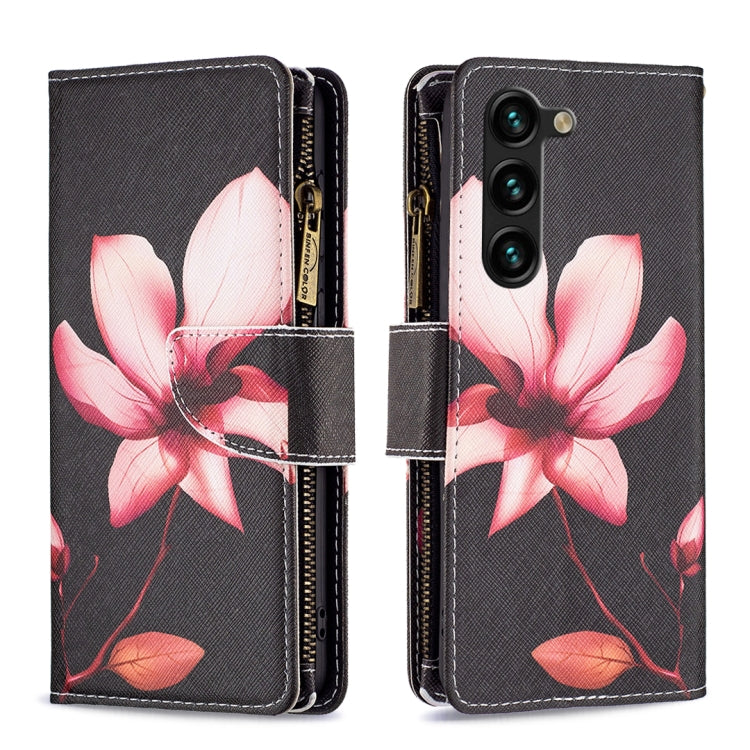 For Samsung Galaxy S25+ 5G Colored Drawing Pattern Zipper Leather Phone Case(Lotus) - Galaxy S25+ 5G Cases by buy2fix | Online Shopping UK | buy2fix