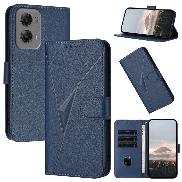 For Motorola Moto G Stylus 2024 Triangle Pattern Buckle Clasp Leather Phone Case(Royal Blue) - Motorola Cases by buy2fix | Online Shopping UK | buy2fix