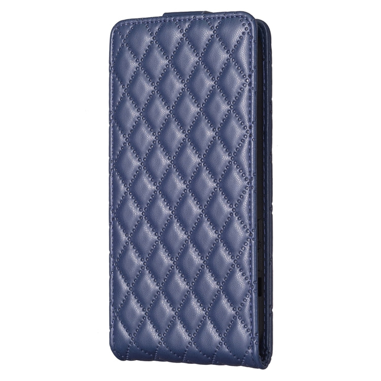 For Samsung Galaxy S25 5G Diamond Lattice Vertical Flip Leather Phone Case(Blue) - Galaxy S25 5G Cases by buy2fix | Online Shopping UK | buy2fix