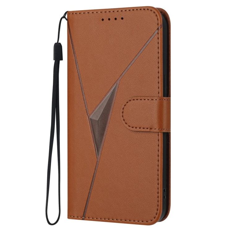 For Tecno Spark Go 2024 Triangle Pattern Buckle Clasp Leather Phone Case(Brown) - Tecno Cases by buy2fix | Online Shopping UK | buy2fix