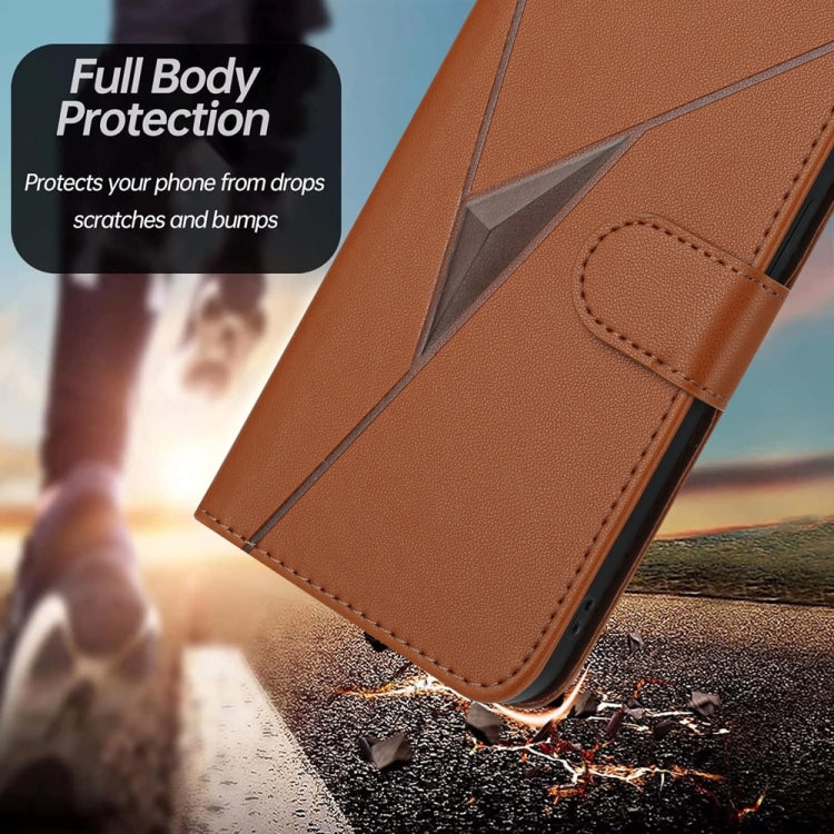 For Tecno Spark Go 2024 Triangle Pattern Buckle Clasp Leather Phone Case(Brown) - Tecno Cases by buy2fix | Online Shopping UK | buy2fix