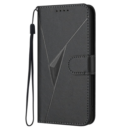 For Tecno Spark Go 2024 Triangle Pattern Buckle Clasp Leather Phone Case(Black) - Tecno Cases by buy2fix | Online Shopping UK | buy2fix