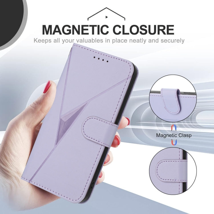 For Tecno Spark Go 2024 Triangle Pattern Buckle Clasp Leather Phone Case(Light Purple) - Tecno Cases by buy2fix | Online Shopping UK | buy2fix