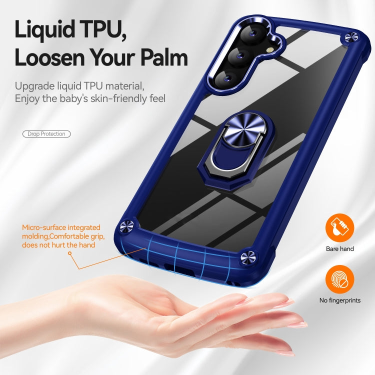 For Samsung Galaxy S25 5G TPU + PC Lens Protection Phone Case with Ring Holder(Blue) - Galaxy S25 5G Cases by buy2fix | Online Shopping UK | buy2fix