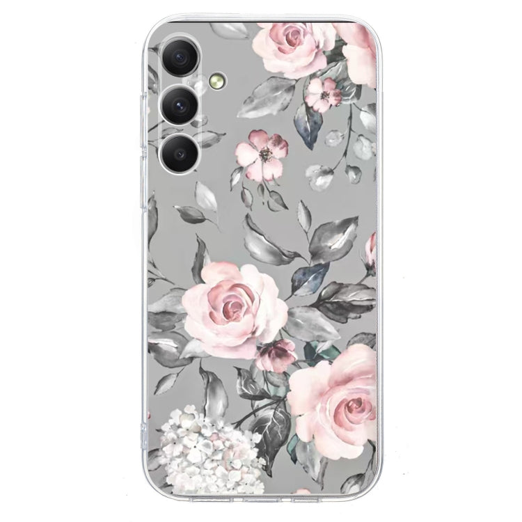 For Samsung Galaxy S25 FE 5G Colorful Painting Pattern TPU Phone Case(Flowers On Grey) - Galaxy Phone Cases by buy2fix | Online Shopping UK | buy2fix