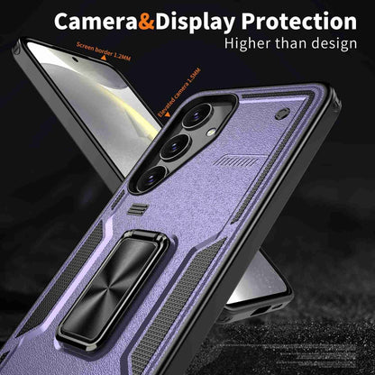 For Samsung Galaxy S25 Ultra 5G Ring Holder PC Hybrid TPU Phone Case(Purple) - Galaxy S25 Ultra 5G Cases by buy2fix | Online Shopping UK | buy2fix