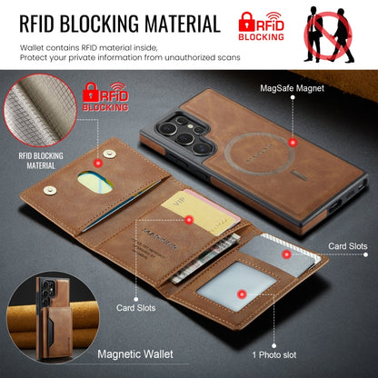 For Samsung Galaxy S24 Ultra 5G DG.MING MAGKING-K2 Series MagSafe RFID Card Bag Detachable Phone Case(Brown) - Galaxy S24 Ultra 5G Cases by DG.MING | Online Shopping UK | buy2fix