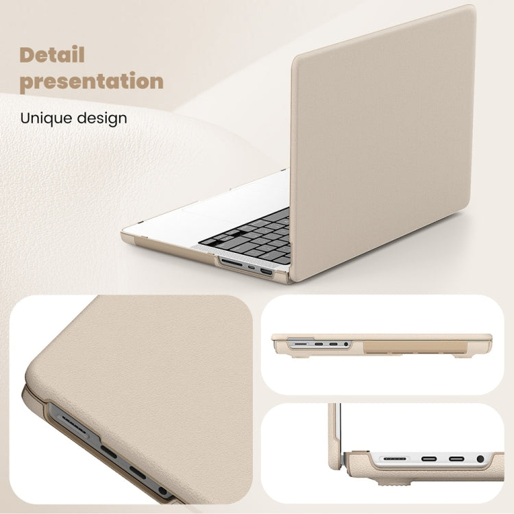 For MacBook Pro 14 inch A2918 / A2992 Business Magnetic Holder PC + PU Laptop Protective Case(Gold) - MacBook Pro Cases by buy2fix | Online Shopping UK | buy2fix