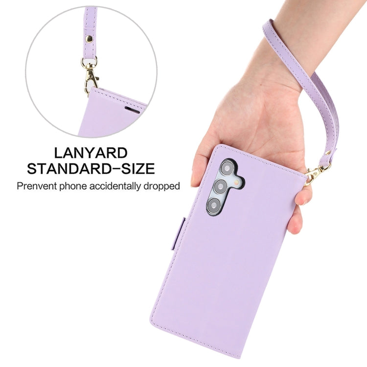 For Samsung Galaxy S25+ / S24+ 5G Side Buckle RFID Anti-theft Leather Phone Case(Light Purple) - Galaxy S25+ 5G Cases by buy2fix | Online Shopping UK | buy2fix