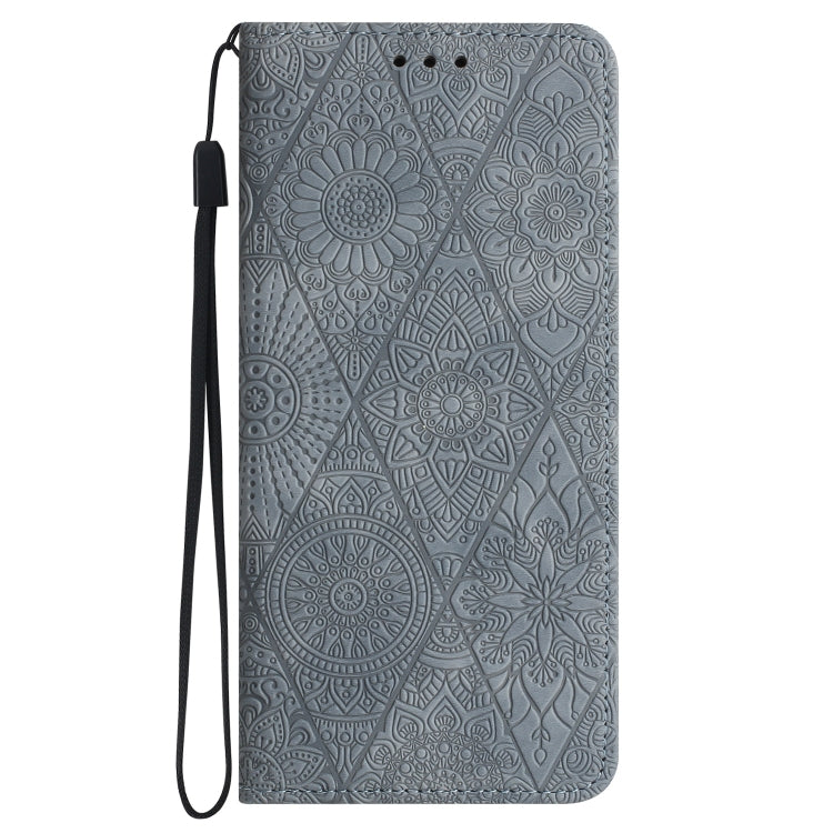 For Samsung Galaxy S25 5G Ethnic Embossed Adsorption Leather Phone Case(Grey) - Galaxy S25 5G Cases by buy2fix | Online Shopping UK | buy2fix