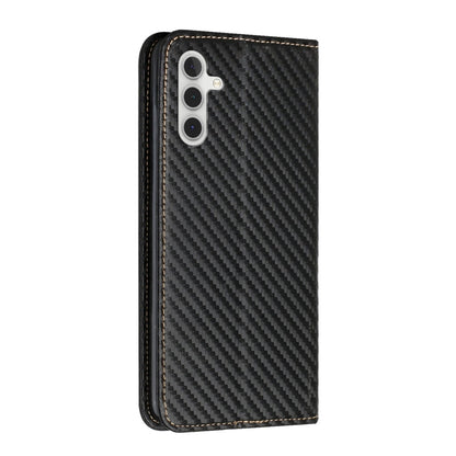 For Samsung Galaxy S25 5G Carbon Fiber Texture Magnetic Flip Leather Phone Case(Black) - Galaxy S25 5G Cases by buy2fix | Online Shopping UK | buy2fix