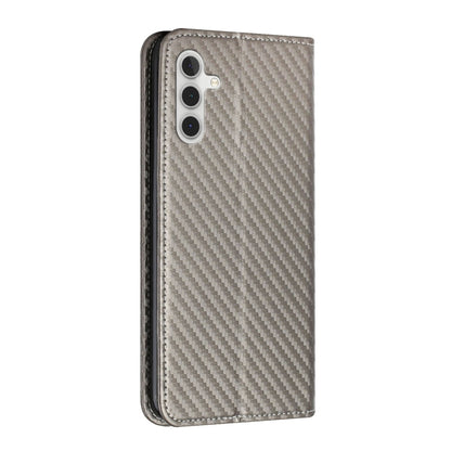 For Samsung Galaxy S25 5G Carbon Fiber Texture Magnetic Flip Leather Phone Case(Grey) - Galaxy S25 5G Cases by buy2fix | Online Shopping UK | buy2fix