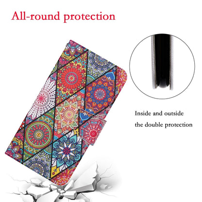 For Samsung Galaxy S25 5G Colored Drawing Pattern Leather Phone Case(Diamond Totem) - Galaxy S25 5G Cases by buy2fix | Online Shopping UK | buy2fix