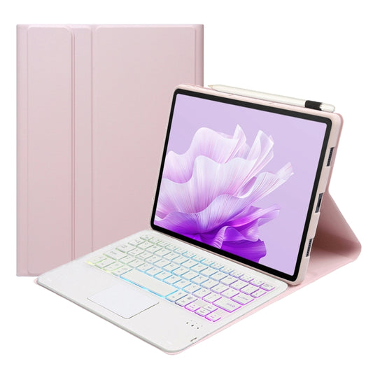 For Honor Pad X9 / X8 Pro 11.5 AH15-AS Ultra-thin Detachable Backlight Bluetooth Keyboard Leather Tablet Case with Touchpad(Pink White) - Others Keyboard by buy2fix | Online Shopping UK | buy2fix