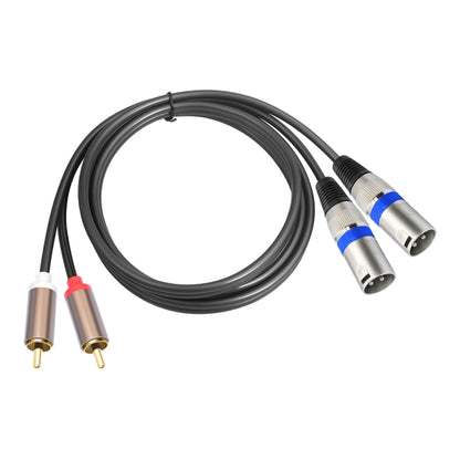 2 RCA Male to 2 XLR 3pin Male Audio Cable, Length:1.5m(Black Silver) - RCA Cable by buy2fix | Online Shopping UK | buy2fix