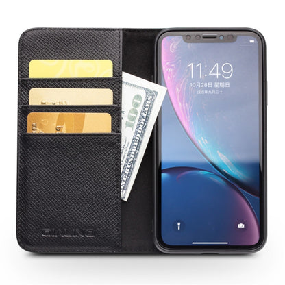 For iPhone XR QIALINO 2 in 1 Cross Texture Top-grain Leather  + PC + TPU Horizontal Flip Leather Case with Holder & Card Slots(Black) - More iPhone Cases by QIALINO | Online Shopping UK | buy2fix