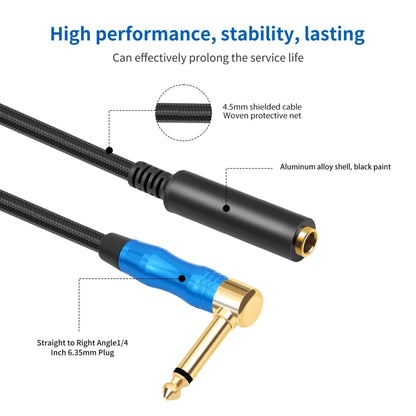 6.35mm 1/4 TRS Male Mono Elbow to Female Electric Guitar Audio Cable, Length:1.8m(Black Blue) - Microphone Audio Cable & Connector by buy2fix | Online Shopping UK | buy2fix