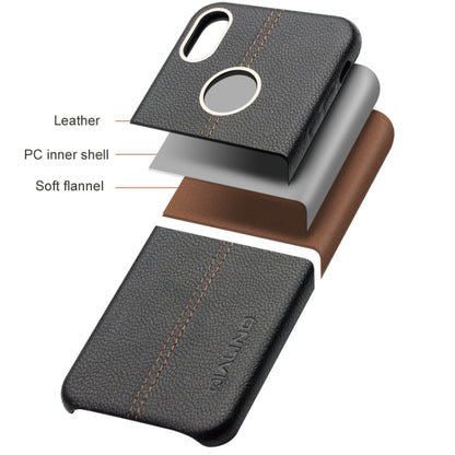 For iPhone X / XS QIALINO Deerskin Texture Cowhide Leather Protective Case(Brown) - More iPhone Cases by QIALINO | Online Shopping UK | buy2fix
