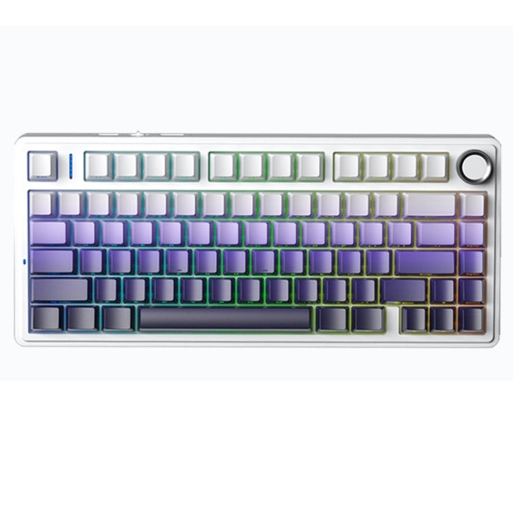 AULA F75 80 Keys Wired/2.4G/Bluetooth Three Model Customized RGB Mechanical Keyboard(Side Engraved Purple) - Wireless Keyboard by AULA | Online Shopping UK | buy2fix