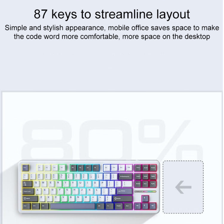 AULA F87 87 Keys Wired/2.4G/Bluetooth Three Model Customized RGB Mechanical Keyboard(Glacier Blue) - Wireless Keyboard by AULA | Online Shopping UK | buy2fix