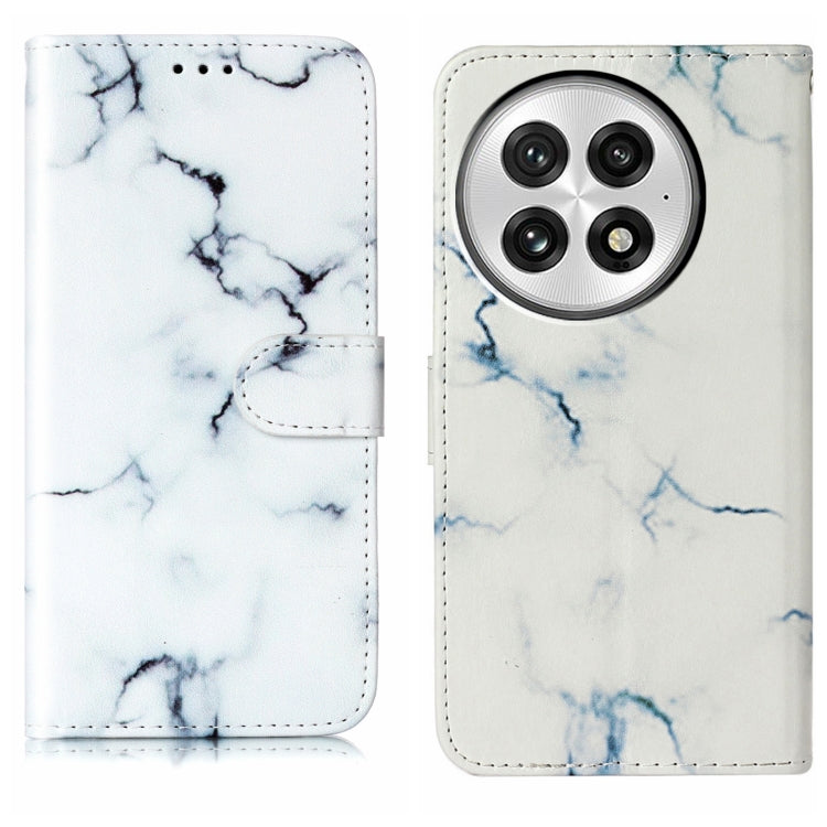 For OnePlus 13 Colored Drawing Marble Pattern Leather Phone Case(White Marble) - OnePlus Cases by buy2fix | Online Shopping UK | buy2fix