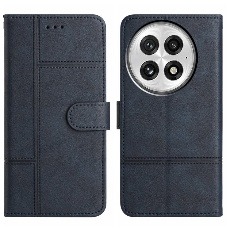 For OnePlus 13 Cowhide Texture Stitching Leather Phone Case(Dark Blue) - OnePlus Cases by buy2fix | Online Shopping UK | buy2fix