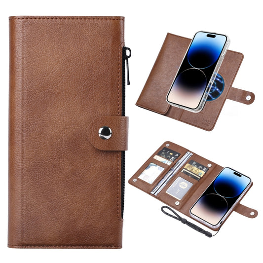 For iPhone 14 Pro ViLi GVS-C Series MagSafe Magnetic RFID Leather Flip Phone Case(Brown) - iPhone 14 Pro Cases by ViLi | Online Shopping UK | buy2fix