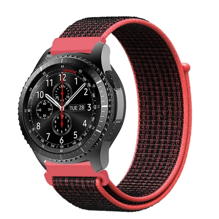 For Samsung Galaxy Watch 46mm Nylon Braided Watch Band(Red Black) - Watch Bands by buy2fix | Online Shopping UK | buy2fix