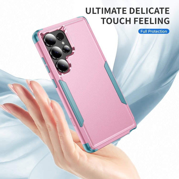 For Samsung Galaxy S25 Ultra 5G TPU + PC Shockproof Protective Phone Case(Pink + Grey Green) - Galaxy S25 Ultra 5G Cases by buy2fix | Online Shopping UK | buy2fix