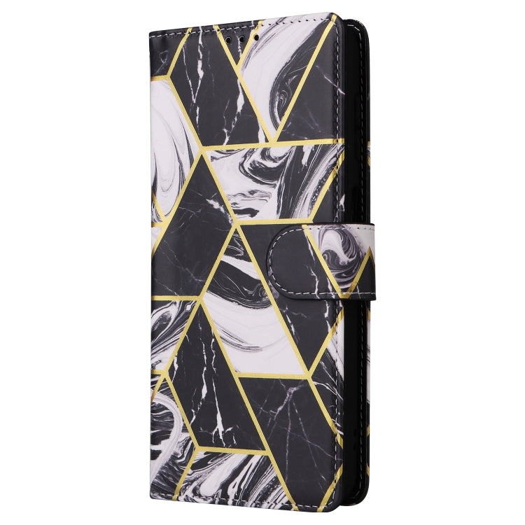 For Samsung Galaxy S25+ 5G Marble Bronzing Stitching Leather Phone Case(Black) - Galaxy S25+ 5G Cases by buy2fix | Online Shopping UK | buy2fix