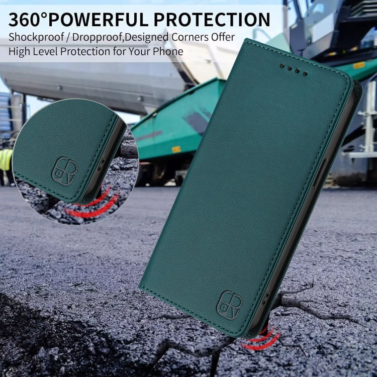 For Samsung Galaxy S24+ / S25+ 5G RC01 Dual-Folded Magnetic Suction RFID Leather Phone Case(Dark Green) - Galaxy S25+ 5G Cases by buy2fix | Online Shopping UK | buy2fix