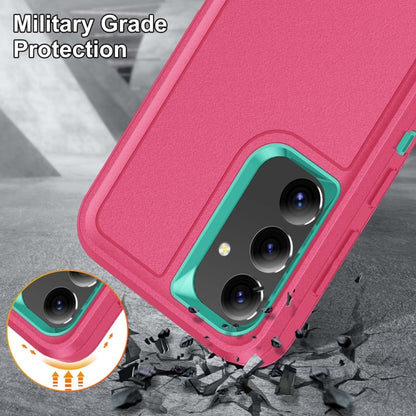 For Samsung Galaxy S24+ / S25+ 5G Rugged PC Hybrid Silicone Phone Case with Holder(Rose Red+Light Green) - Galaxy S25+ 5G Cases by buy2fix | Online Shopping UK | buy2fix