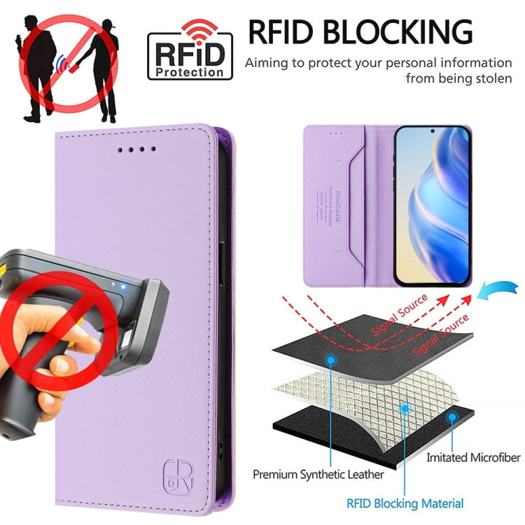 For OnePlus 12 Global RC01 Dual-Folded Magnetic Suction RFID Leather Phone Case(Light Purple) - OnePlus Cases by buy2fix | Online Shopping UK | buy2fix