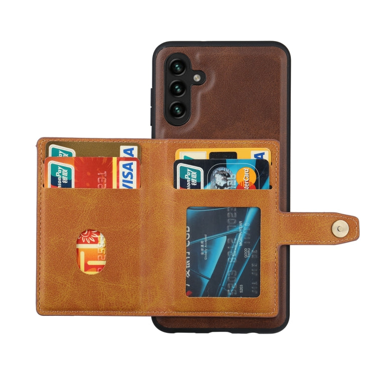 For Samsung Galaxy S25+ 5G Calfskin Card Slot TPU Hybrid PU Phone Case(Brown) - Galaxy S25+ 5G Cases by buy2fix | Online Shopping UK | buy2fix