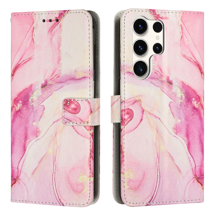 For Samsung Galaxy S25 Ultra 5G Painted Marble Pattern Leather Phone Case(Rose Gold) - Galaxy S25 Ultra 5G Cases by buy2fix | Online Shopping UK | buy2fix