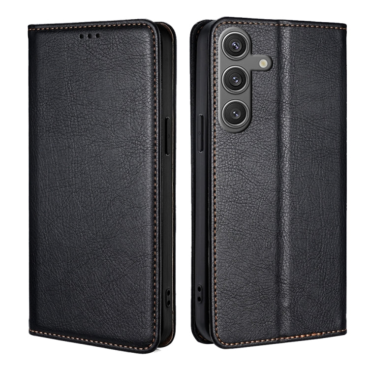 For Samsung Galaxy S25 5G Gloss Oil Solid Color Magnetic Leather Phone Case(Black) - Galaxy S25 5G Cases by buy2fix | Online Shopping UK | buy2fix